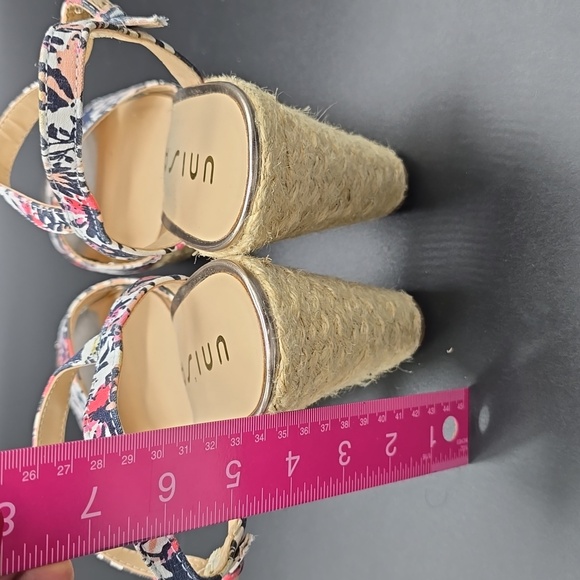 Unisa | Woman's | Floral Print | Wedge Heel | Sandals | Navy & Pink | Size 10M | - Picture 5 of 8